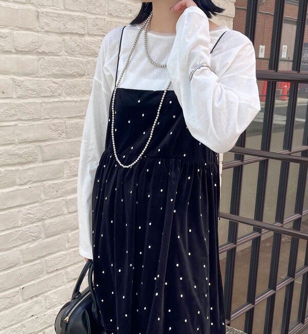 fredy emue「《セットアップ対応》ベロアドット刺繍キャミブラウス」|キャミソール|