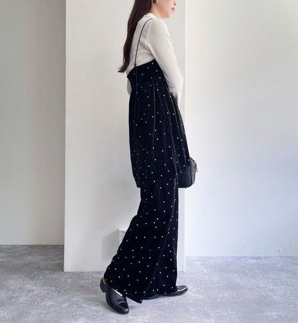 fredy emue「《セットアップ対応》ベロアドット刺繍キャミブラウス」|キャミソール|