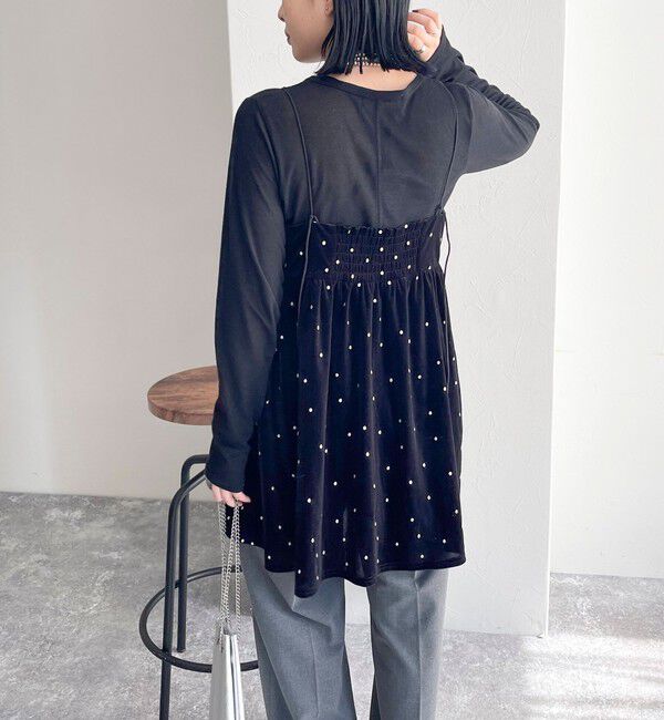 fredy emue「《セットアップ対応》ベロアドット刺繍キャミブラウス」|キャミソール|