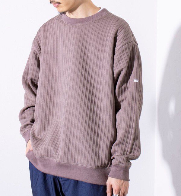 GLOSTER「【GLOSTER/グロスター】 ストライプ キルティング スウェット プルオーバー」|スウェット・ジャージ|ベージュ