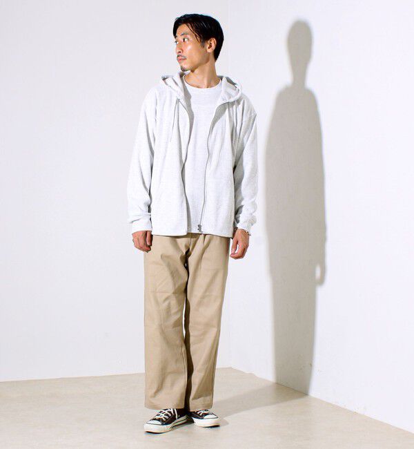 GLOSTER「【レイヤードに最適】起毛ワッフル 裾ドロストジップパーカー」|パーカー|
