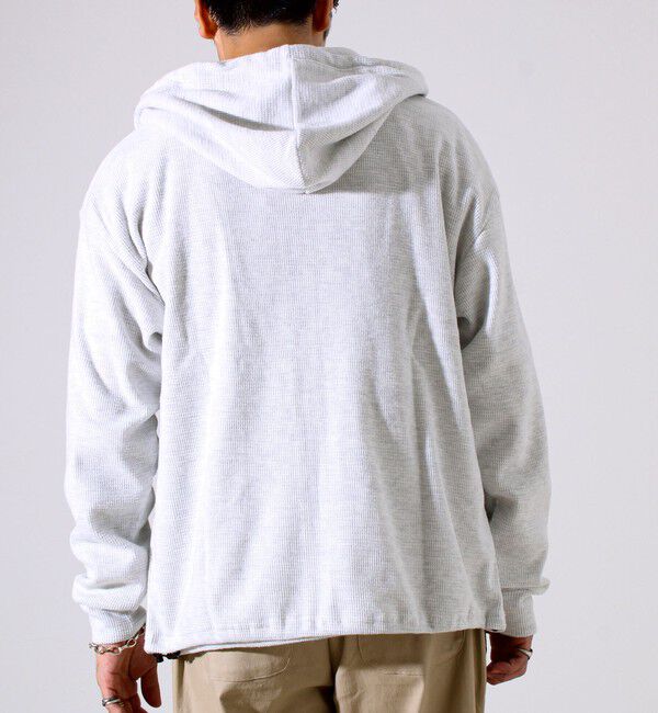 GLOSTER「【レイヤードに最適】起毛ワッフル 裾ドロストジップパーカー」|パーカー|