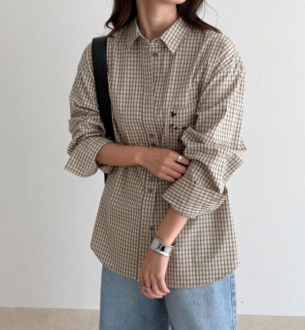 fredy emue「チェック刺繍シャツ」|シャツ・ブラウス|