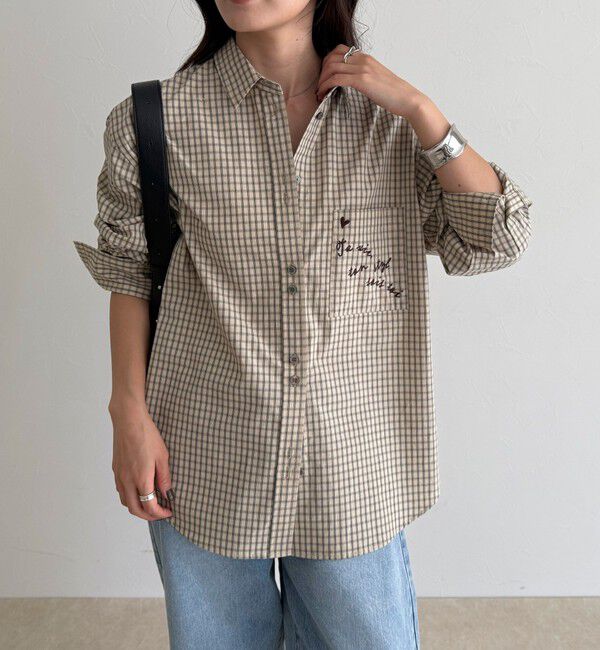 fredy emue「チェック刺繍シャツ」|シャツ・ブラウス|