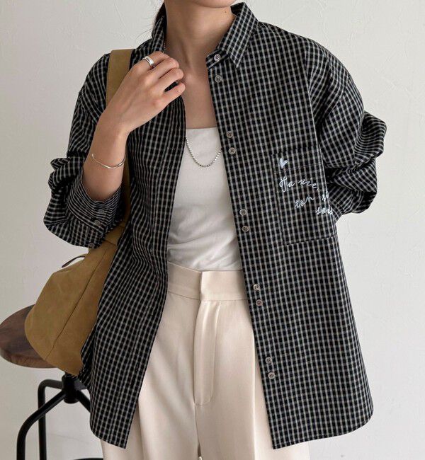 fredy emue「チェック刺繍シャツ」|シャツ・ブラウス|