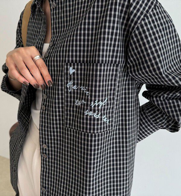 fredy emue「チェック刺繍シャツ」|シャツ・ブラウス|