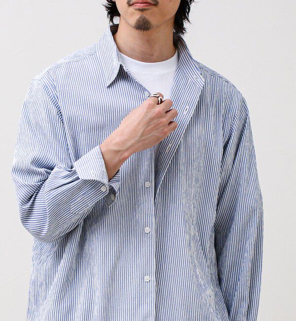 GLOSTER「【清涼感のある表情】ストライプレギュラーカラーシャツ」|シャツ・ブラウス|