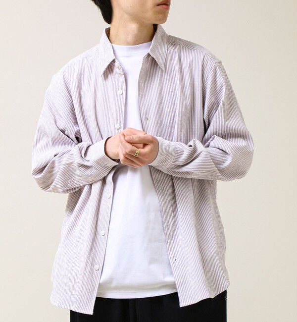 GLOSTER「【清涼感のある表情】ストライプレギュラーカラーシャツ」|シャツ・ブラウス|