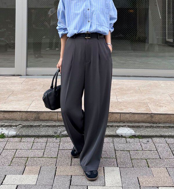 fredy emue「【オン・オフ対応/高身長サイズあり】とろみツイルタックスラックス」|スラックス|