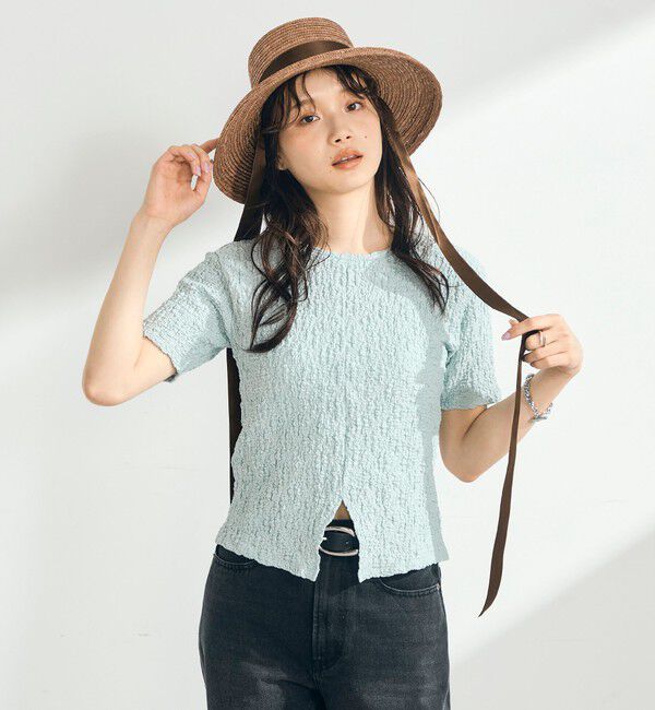 fredy emue「ぽこぽこ2WAYスリットプルオーバー」|Tシャツ・カットソー|サックス