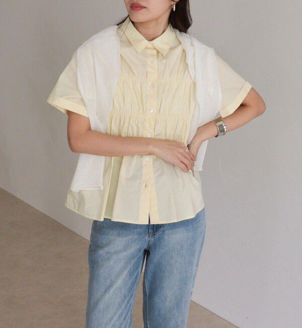 fredy emue「シャーリング半袖シャツ」|シャツ・ブラウス|