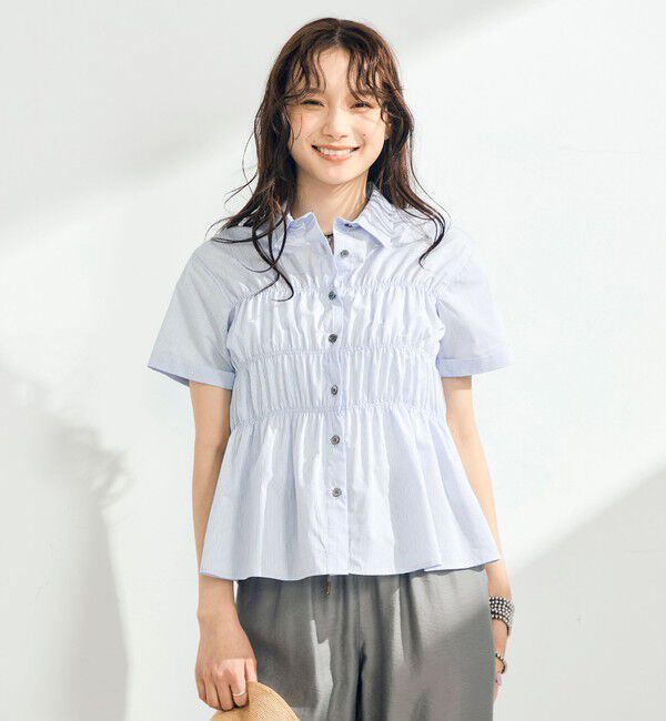 fredy emue「シャーリング半袖シャツ」|シャツ・ブラウス|