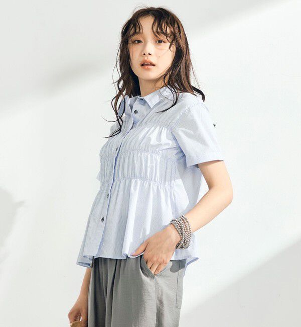 fredy emue「シャーリング半袖シャツ」|シャツ・ブラウス|