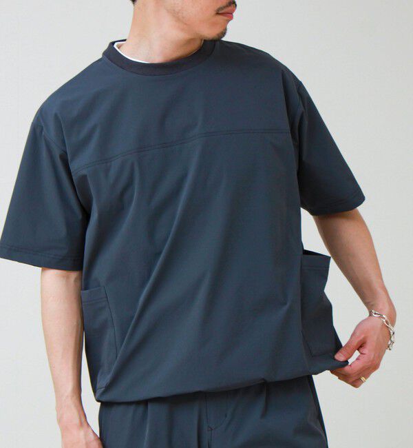 GLOSTER「【接触冷感/セットアップ着用可能】SoftCool サイドポケットTシャツ」|Tシャツ・カットソー|ネイビー