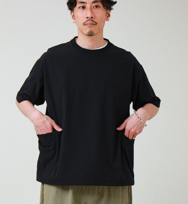 GLOSTER「【接触冷感/セットアップ着用可能】SoftCool サイドポケットTシャツ」|Tシャツ・カットソー|ブラック