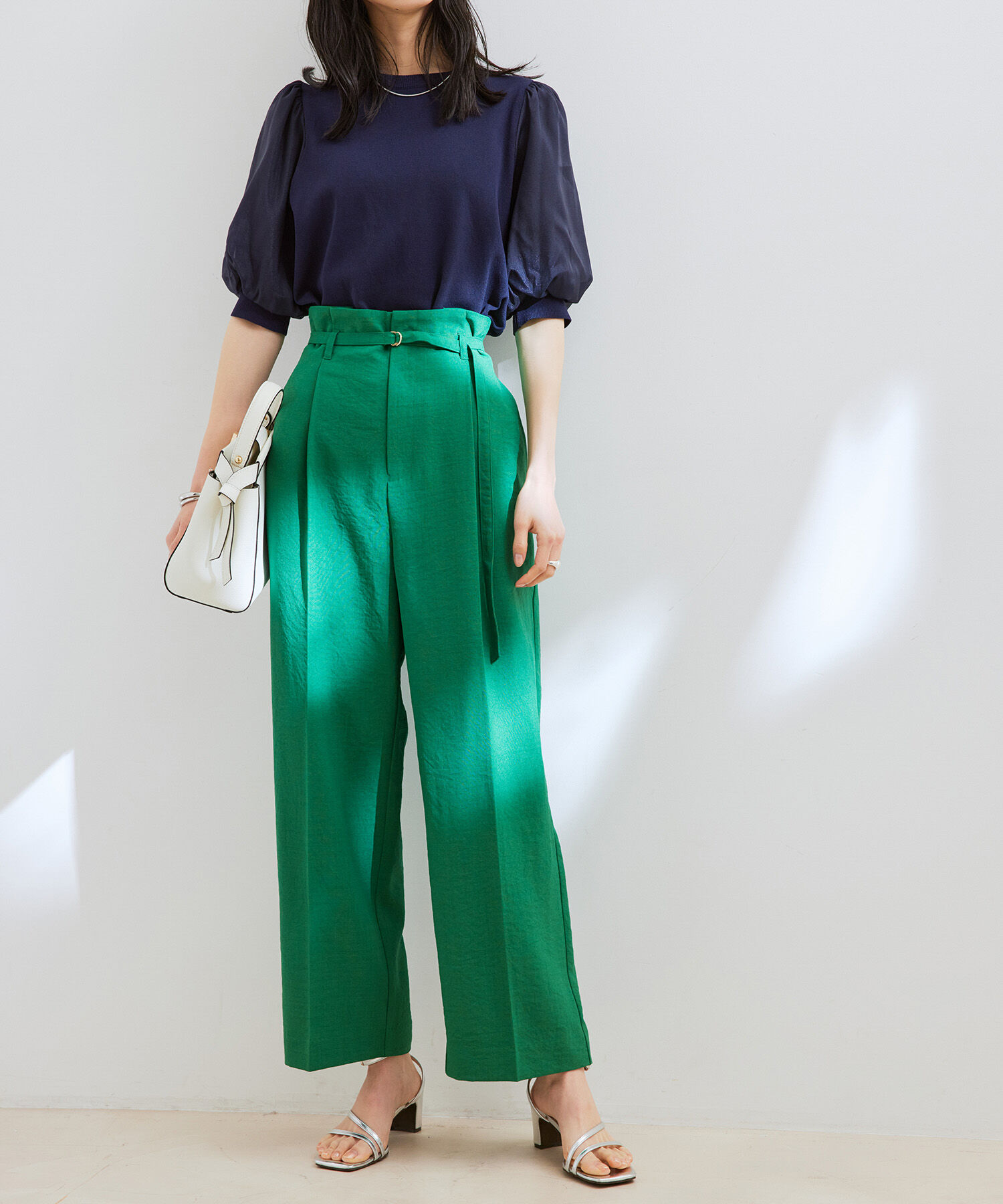 VIS「【接触冷感・洗える】美easy Dカンベルト付きワイドパンツ【セットアップ対応】」|スラックス|