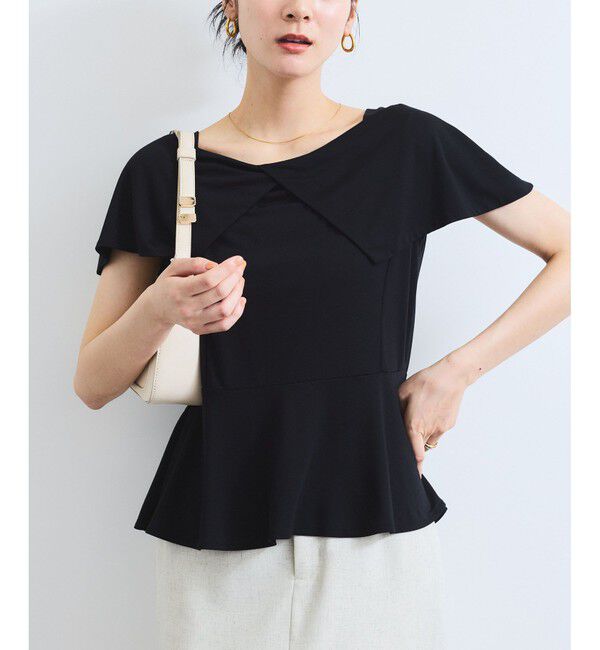 VIS「【WEB限定】ビッグカラーペプラムカットソー」|Tシャツ・カットソー|ブラック(01)