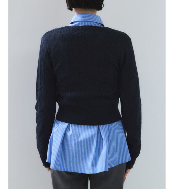 VIS「【POLO BCS】VIS別注ミニケーブルノーカラーニットカーディガン」|カーディガン|