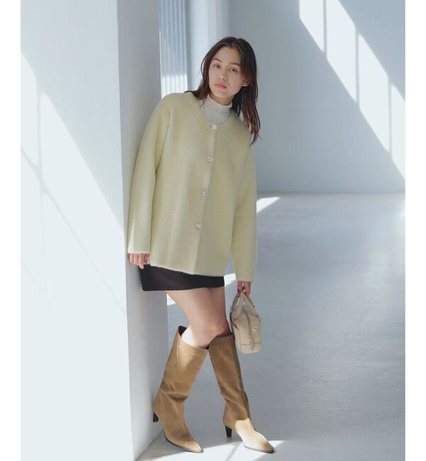 VIS「接結メタルボタンミニフェザーニットコート」|ノーカラージャケット|