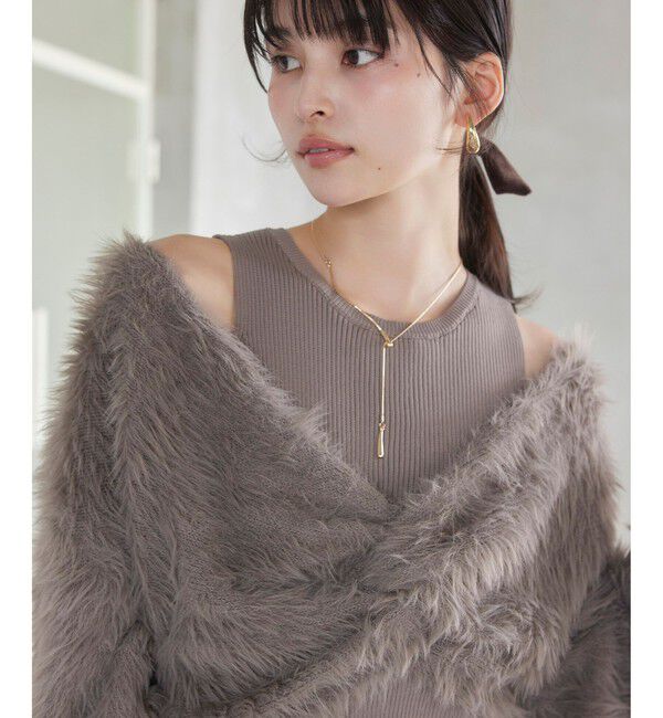 VIS「ねじりショートトップス付きロングニットワンピース/イージーケア」|ワンピース|