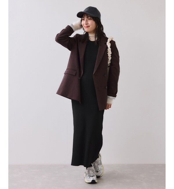 VIS「ねじりショートトップス付きロングニットワンピース/イージーケア」|ワンピース|