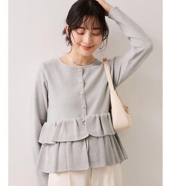 VIS「ティアードペプラムニットカーディガン」|カーディガン|ライトグレー(08)