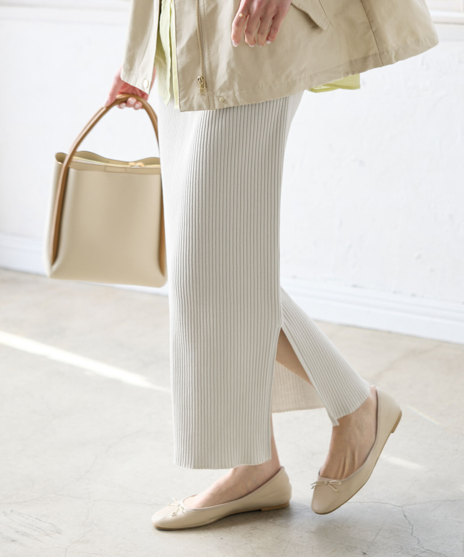 Rope&rsquo;Picnic「小柄さん向けサイズあり/トタンテレコアイラインスカート」|スカート|ライトグレー