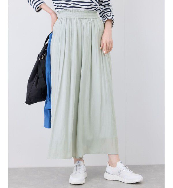 Rope&rsquo;Picnic「イージースカーチョ/UVカット・洗濯機OK」|チノ|ライトグリーン