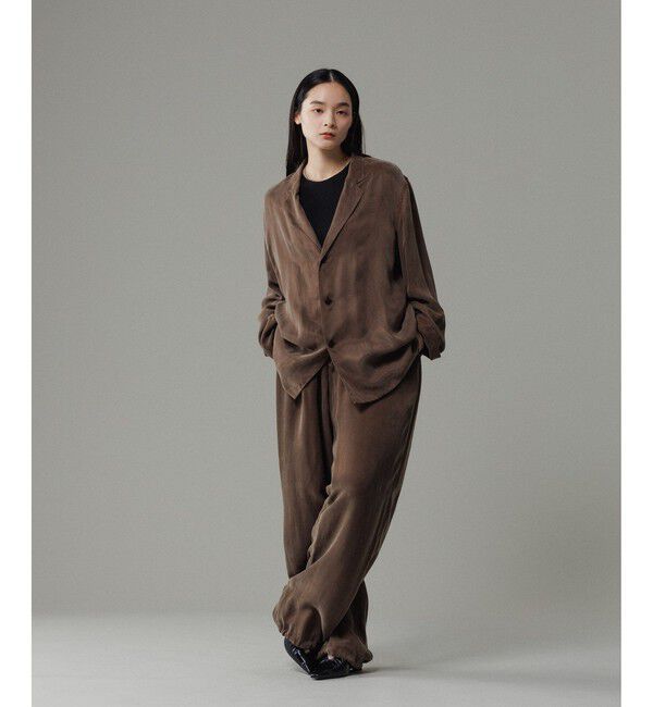 ADAM ET ROPE'「キュプラビスコース ワイドイージーパンツ  / セットアップ対応 」|チノ|