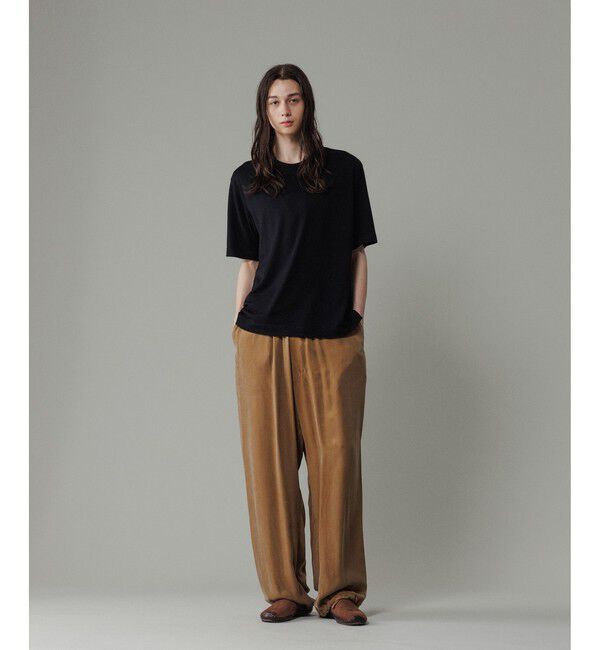 ADAM ET ROPE'「キュプラビスコース ワイドイージーパンツ  / セットアップ対応 」|チノ|