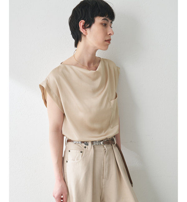  「サテンワッシャーノースリーブブラウス」|シャツ・ブラウス|