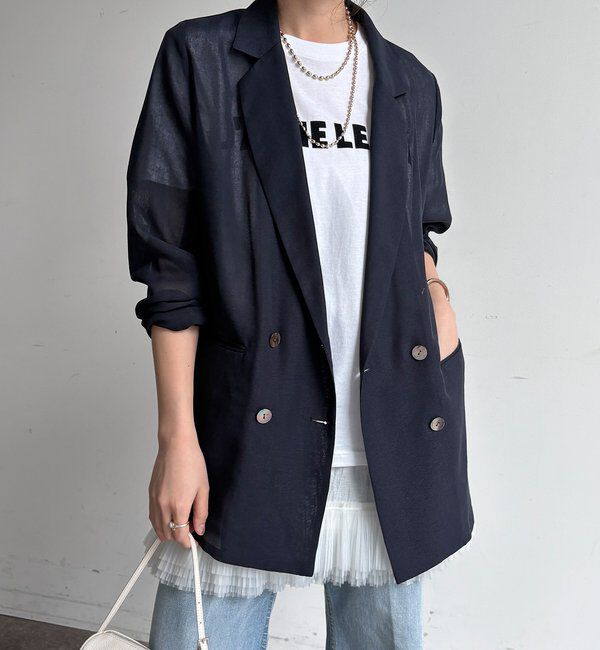  「【ウォッシャブル】シアーダブルジャケット」|テーラードジャケット|