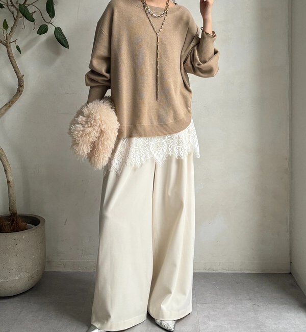  「アシメラウンドニットプルオーバー」|ニット・セーター|