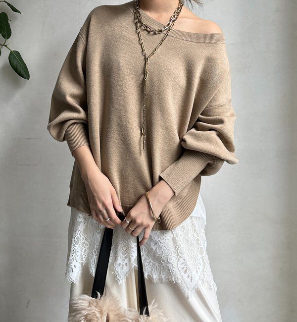  「アシメラウンドニットプルオーバー」|ニット・セーター|