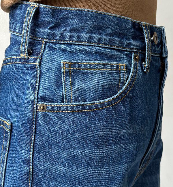  「ハイウエストダブルボタンデニム」|デニム|