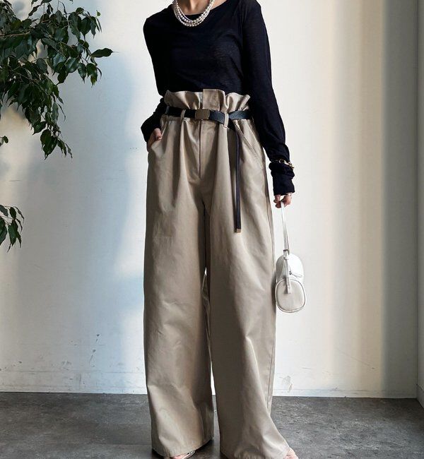  「ウエスト折り返しギャザーパンツ」|チノ|