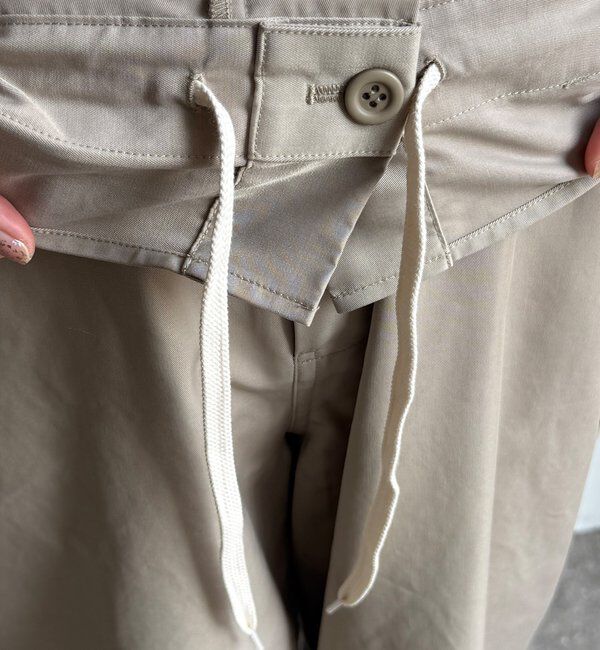  「ウエスト折り返しギャザーパンツ」|チノ|