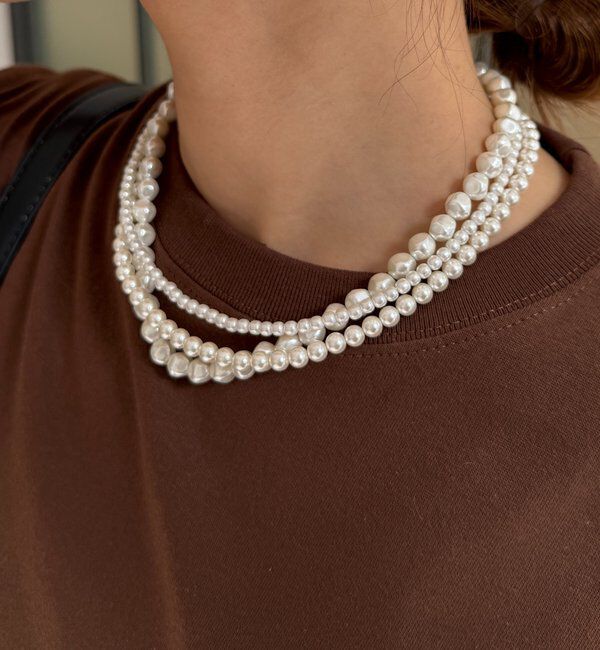  「マグネット3連パールネックレス」|ネックレス|