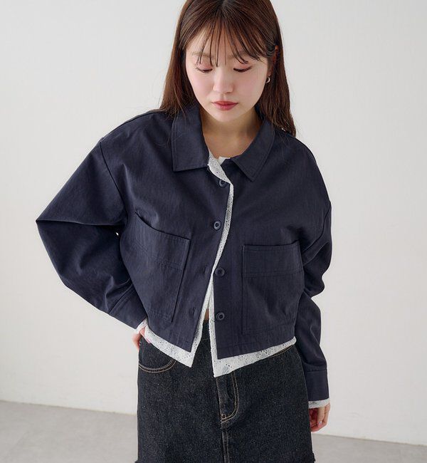  「【WEB先行/SETUP対応】レイヤードショートシャツジャケット」|その他|ミッドナイトブルー
