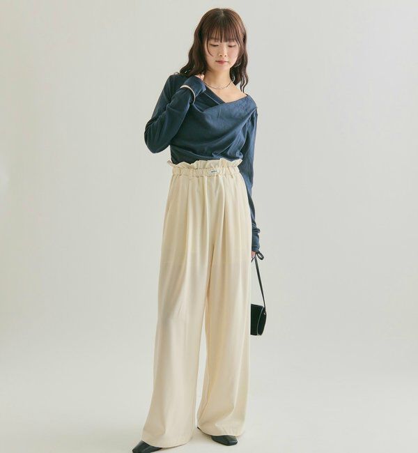  「【オールシーズン対応/WEB限定アイボリー】フリルイージーパンツ」|チノ|