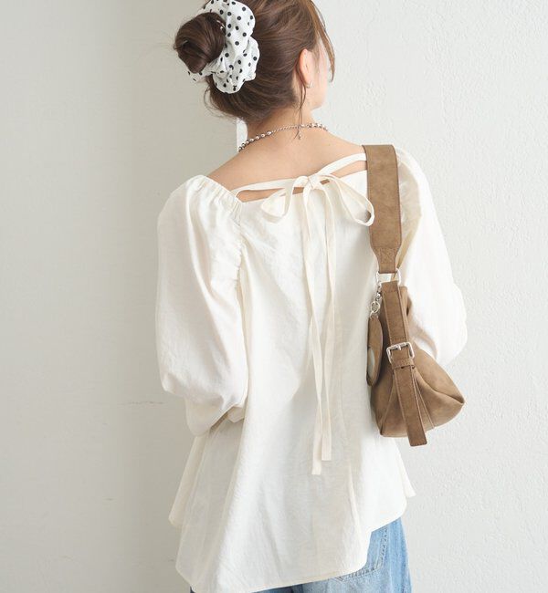  「チョーカーリボンパフブラウス」|シャツ・ブラウス|オフホワイト