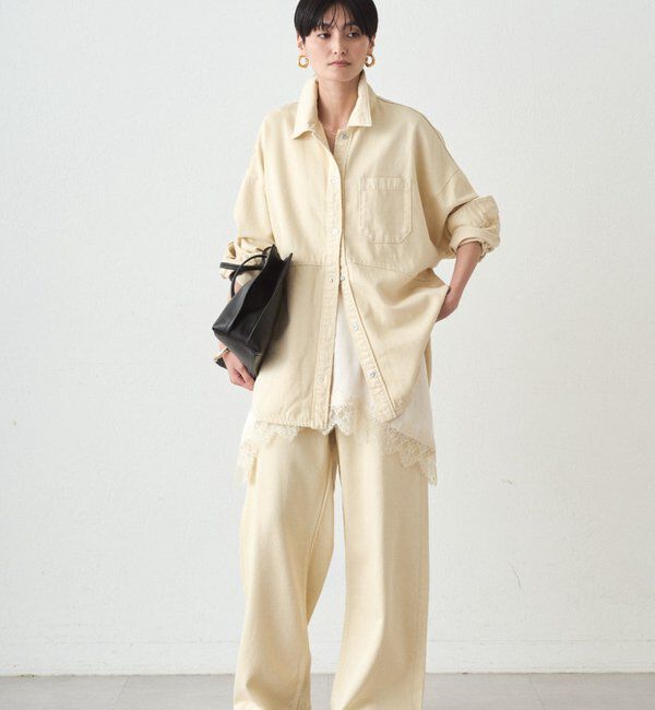  「ワイドカラーデニムパンツ」|デニム|