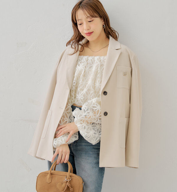  「ロゴブローチ付きオーバーシングルジャケット」|テーラードジャケット|