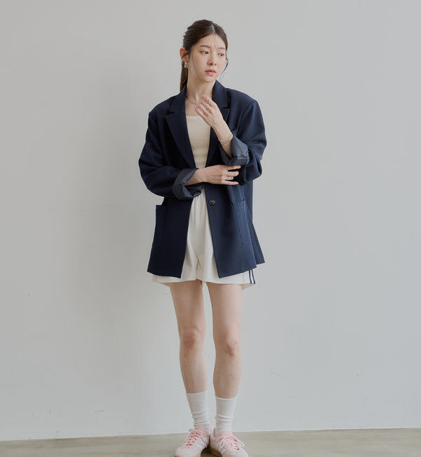  「ロゴブローチ付きオーバーシングルジャケット」|テーラードジャケット|