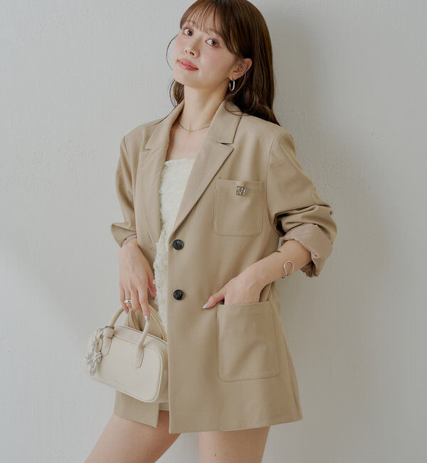  「ロゴブローチ付きオーバーシングルジャケット」|テーラードジャケット|