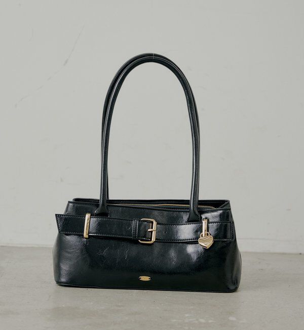  「ハートキーチャーム付きベルトボストンバッグ」|ボストンバッグ|ブラック