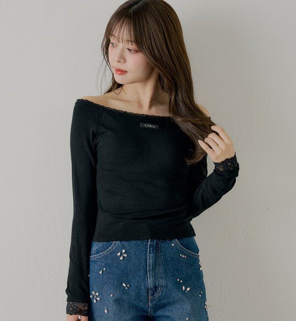  「カップ付きレースコンパクトトップス」|Tシャツ・カットソー|