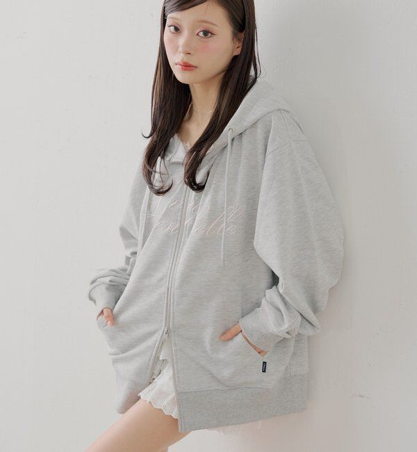  「花柄ルーズパーカー」|パーカー|グレーその他3