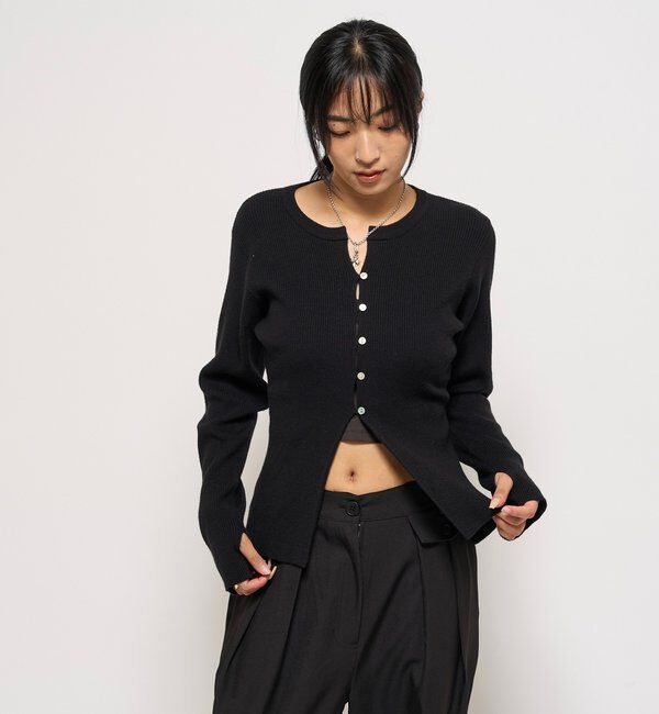  「リブニットナローカーディガン」|カーディガン|