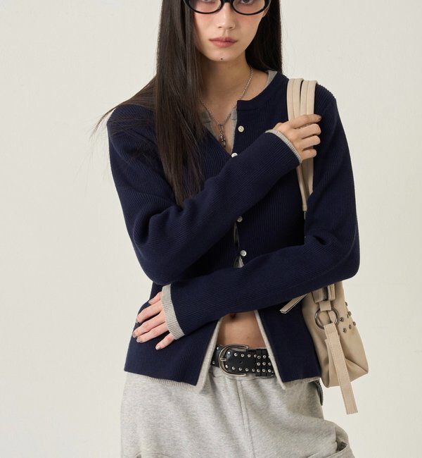  「リブニットナローカーディガン」|カーディガン|